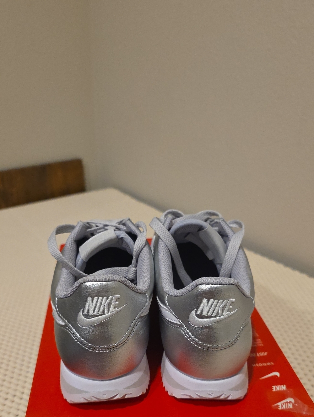 Size 7.5 W Nike Silver and White Cortez Classic Sneaker - Picture 6 of 7